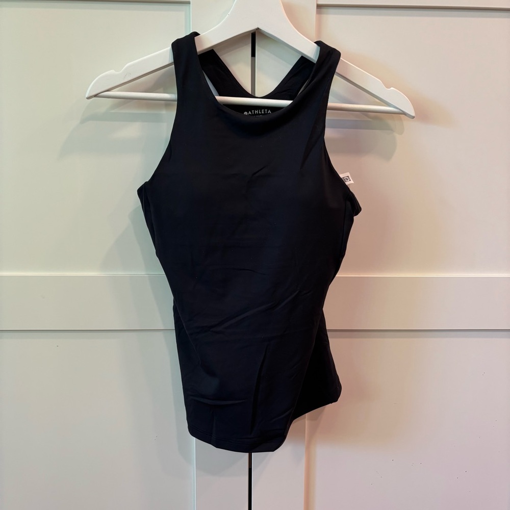 Athleta Black Performance Tankini Top with Built-in Bra
